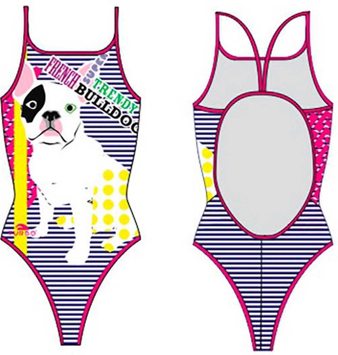 Turbo Bulldog Zwemkleding Roze L Vrouw Navy