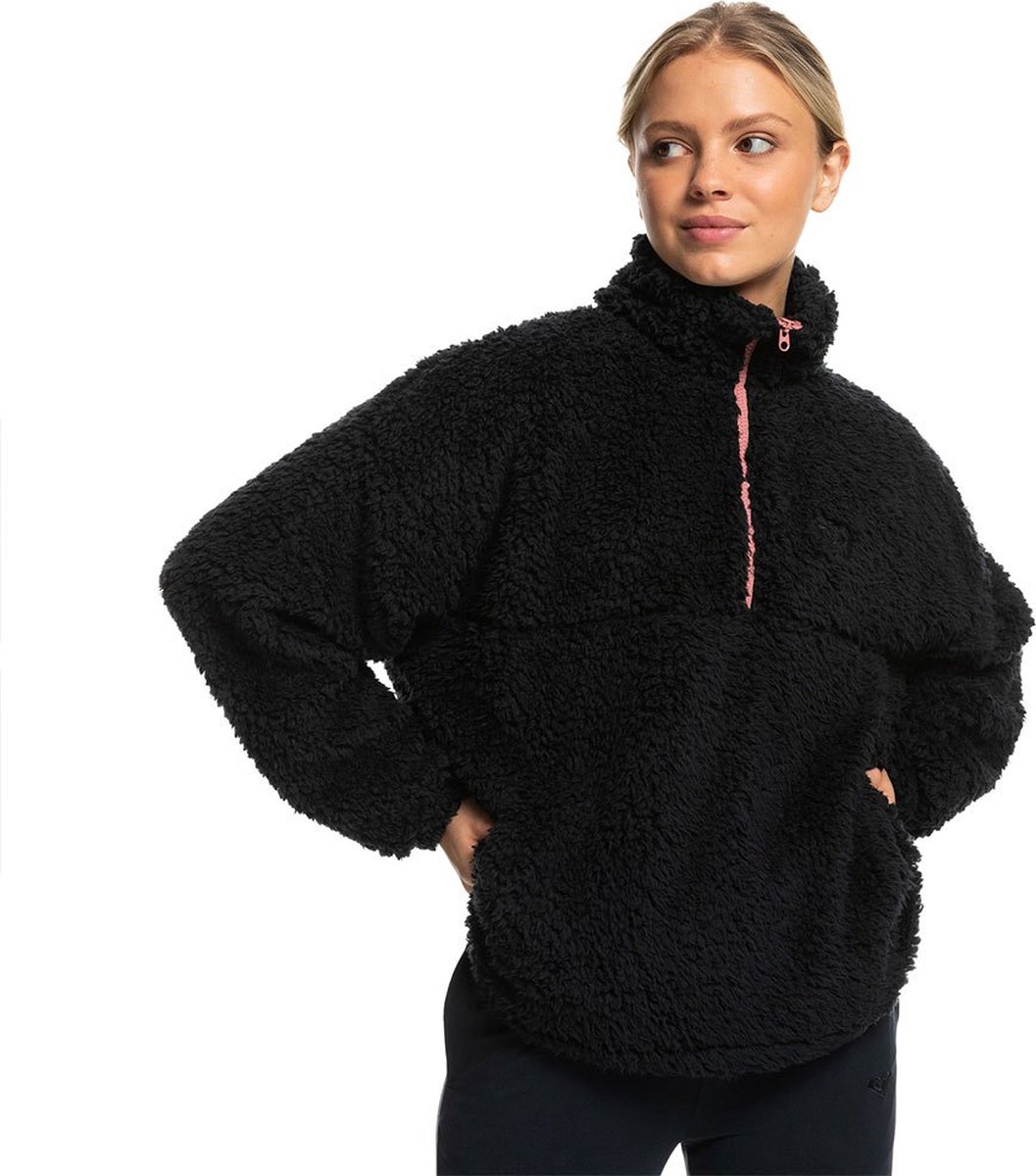 Roxy Wow Sherpa Fleece Met Halve Rits Vrouw Antraciet