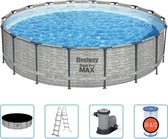 Bestway - Steel Pro MAX - Opzetzwembad inclusief filterpomp - 549x122 cm - Steenprint - Rond