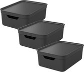 Set of 3 Storage Boxes 10 L with Lid