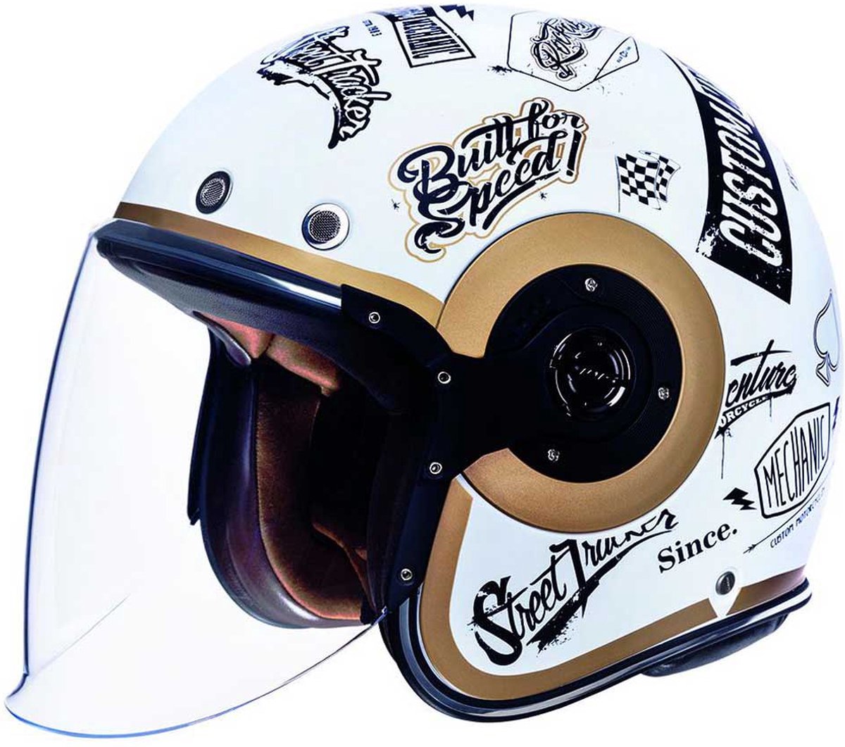 Smk Retro Tracker Open Helm Wit,Zwart,Goud XL