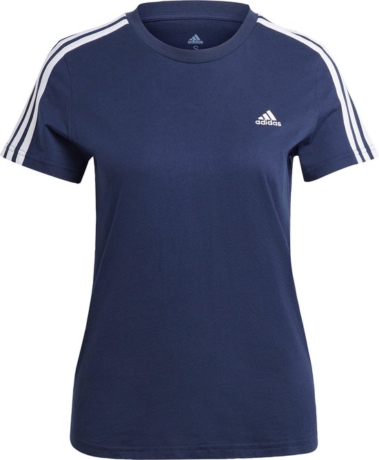 adidas Sportswear Essentials Slim 3-Stripes T-shirt - Dames - Blauw- XS