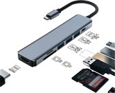 Furida USB-C Hub 7-in-1 Multiport Adapter - 3x USB-A, 4K HDMI, Snelle Dataoverdracht en Snelle Levering - Inclusief 3 USB Poorten, HDMI, SD en Micro SD