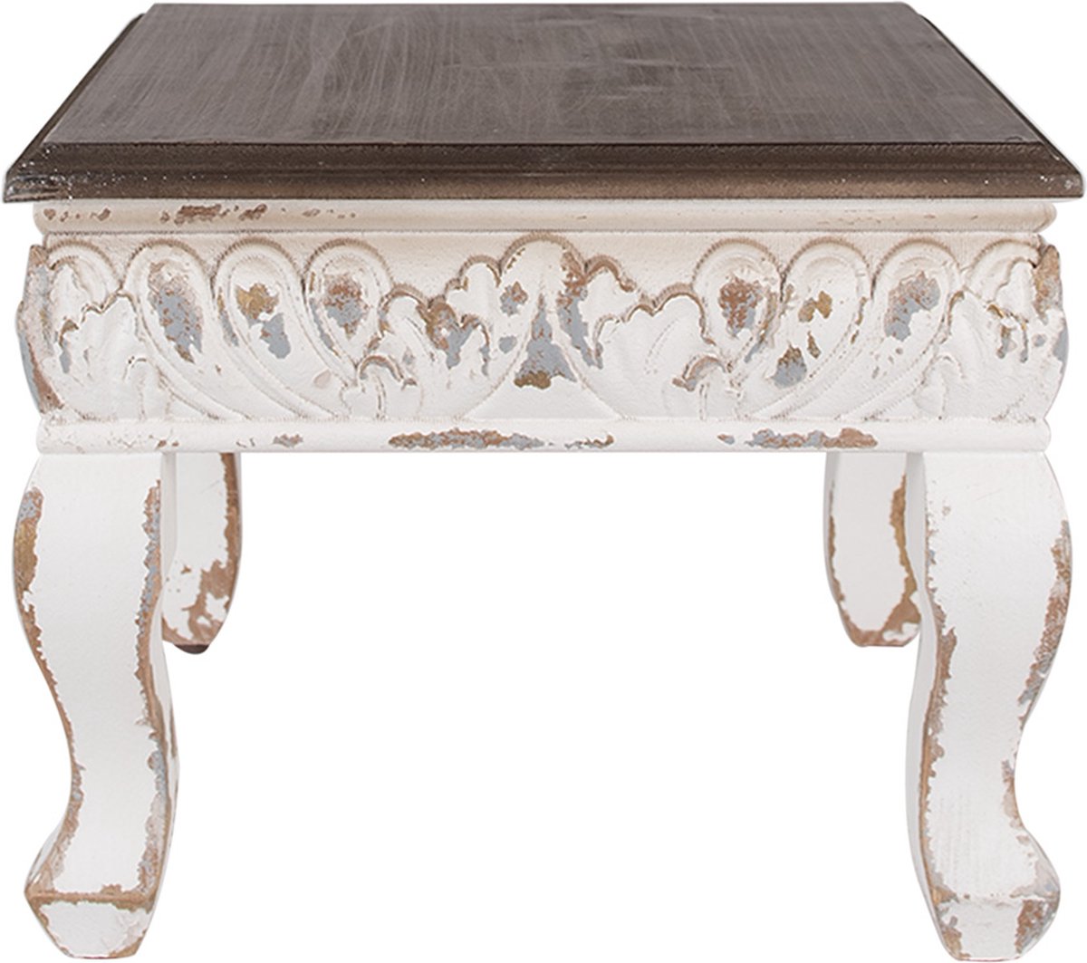 Bijzettafel 40x40x33 cm Wit Bruin Hout