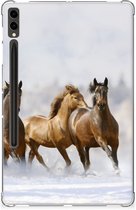 Siliconen Back Cover Geschikt voor Samsung Galaxy Tab S9 Plus Hoesje Paarden met doorzichte zijkanten