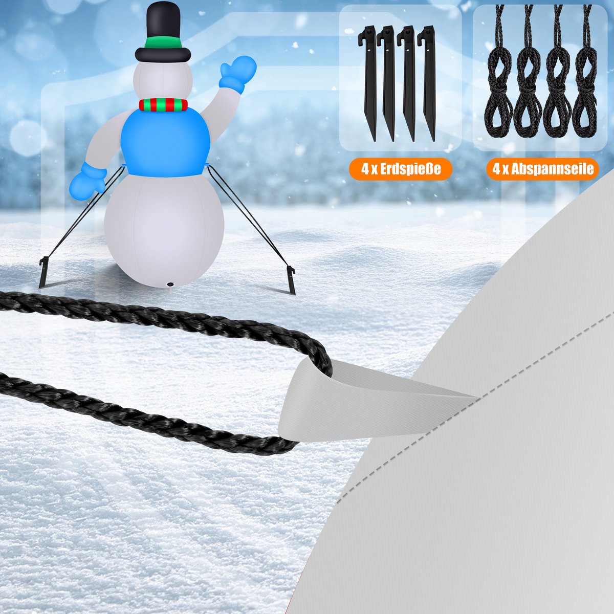 HOMCOM opblaasbare sneeuwpop voor Kerst, 182 cm, weerbestendig, LED
