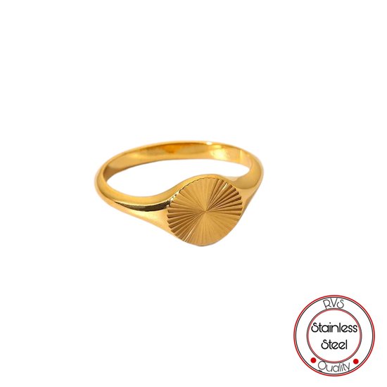 Soraro Rond Stralen Ring | 14K Goldplated | Soraro | Goud | 17 mm | Stralend | Vrouwen Cadeau | Cadeau voor Haar | Moederdag Cadeau
