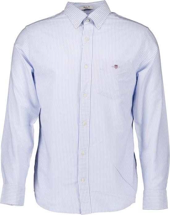 Gant - Casual Overhemd Oxford Streep Lichtblauw - Heren - Maat XL - Regular-fit