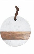 Be Home  - Serveerplateau rond wit marmer met hout 30,5cm - Borrelplateaus