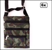 6x Tasje camouflage print met 3 ritsen - Themaparty thema party feest leger army festival carnaval
