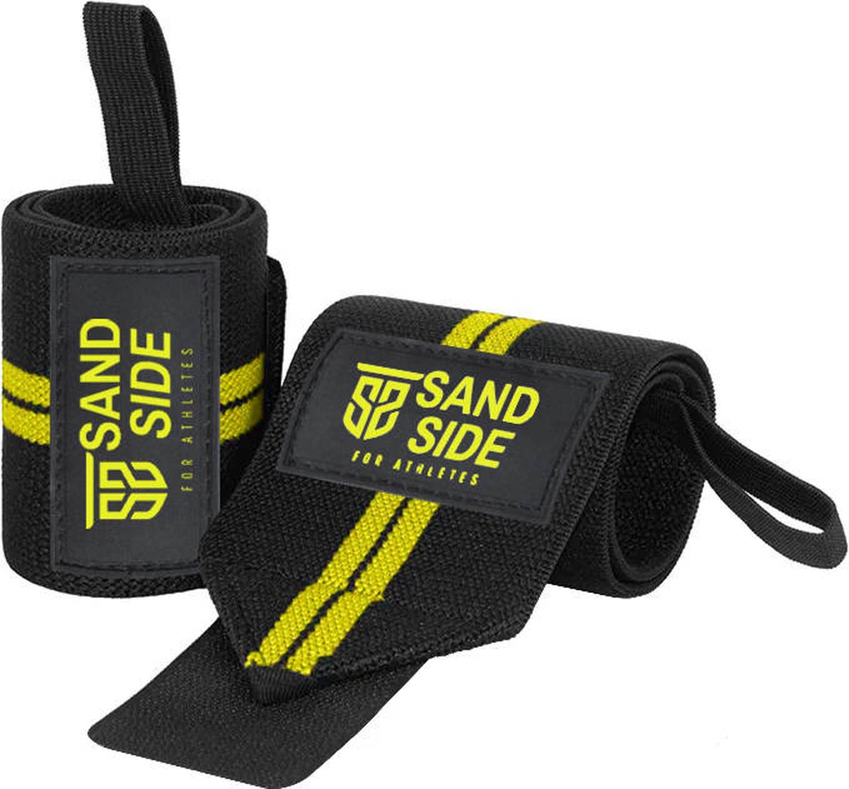 Sandside Wrist Wraps Premium - Crossfit en Ftiness Wrist Wraps - Ondersteuning voor Pols - Wrist Bands voor Krachttraining - Polsbandage - Geel