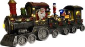 Commande de maison de Noël - Train de Noël avec Père Noël et cadeaux - Casse-Noisette rotatif - Éclairage LED - Mouvement - L=40,5cm - H=16cm - B/O - Maisons de Noël et Villages de Noël