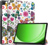 Hoesje Geschikt voor Samsung Galaxy Tab A9 Hoes Case Tablet Hoesje Tri-fold - Hoes Geschikt voor Samsung Tab A9 Hoesje Hard Cover Bookcase Hoes - Vlinders