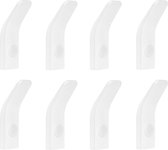 QUVIO Wandhaak - Set van 8 - Handdoekhaakjes - Handdoekhouder - Haakjes - Jashaak - Wandhaak zwart - Met schroeven - Voor 8 handdoeken - Voor keuken - Voor badkamer - Muurhaak - Metaal - Wit