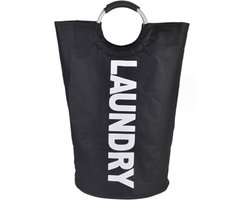 Wasmand - Waszak - Laundry basket - Opvouwbaar - 81L - Zwart