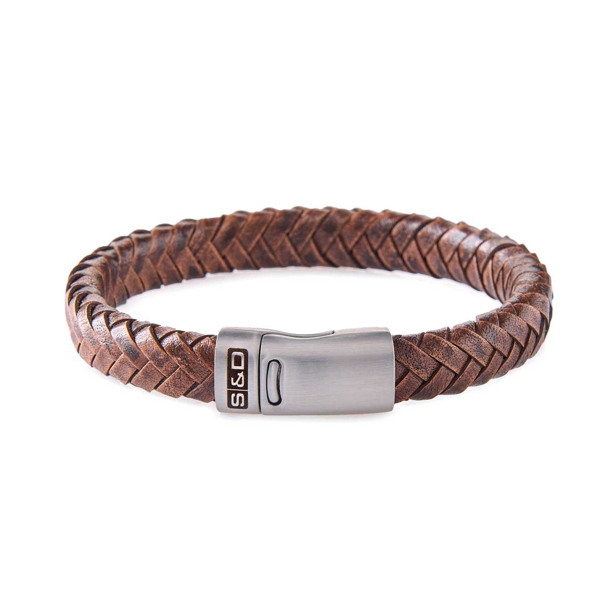 SAID&DONE Leren Armband Heren - Hugo Chevron Brown - M (19 cm)