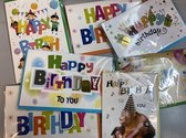 6 luxe verjaardagskaarten met envelop Happy Birthday assorti (motief kan afwijken )18 * 11.5 cm