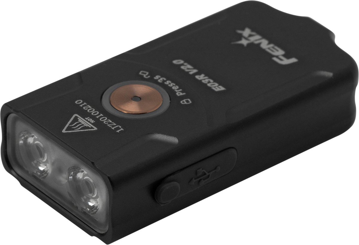 Fenix E03R V2.0 Zaklamp FEE03R-V2 Oplaadbare Sleutelhangerzaklamp Waterdicht, Grijs, 500 Lumen, Aluminium