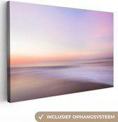 Canvas schilderij 140x90 cm - Wanddecoratie Strand - Kleuren - Pastel - Muurdecoratie woonkamer - Slaapkamer decoratie - Kamer accessoires - Schilderijen