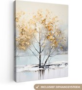 Canvas Schilderij Winter - Bomen - Natuur - Acryl - Kunst - 60x80 cm - Wanddecoratie