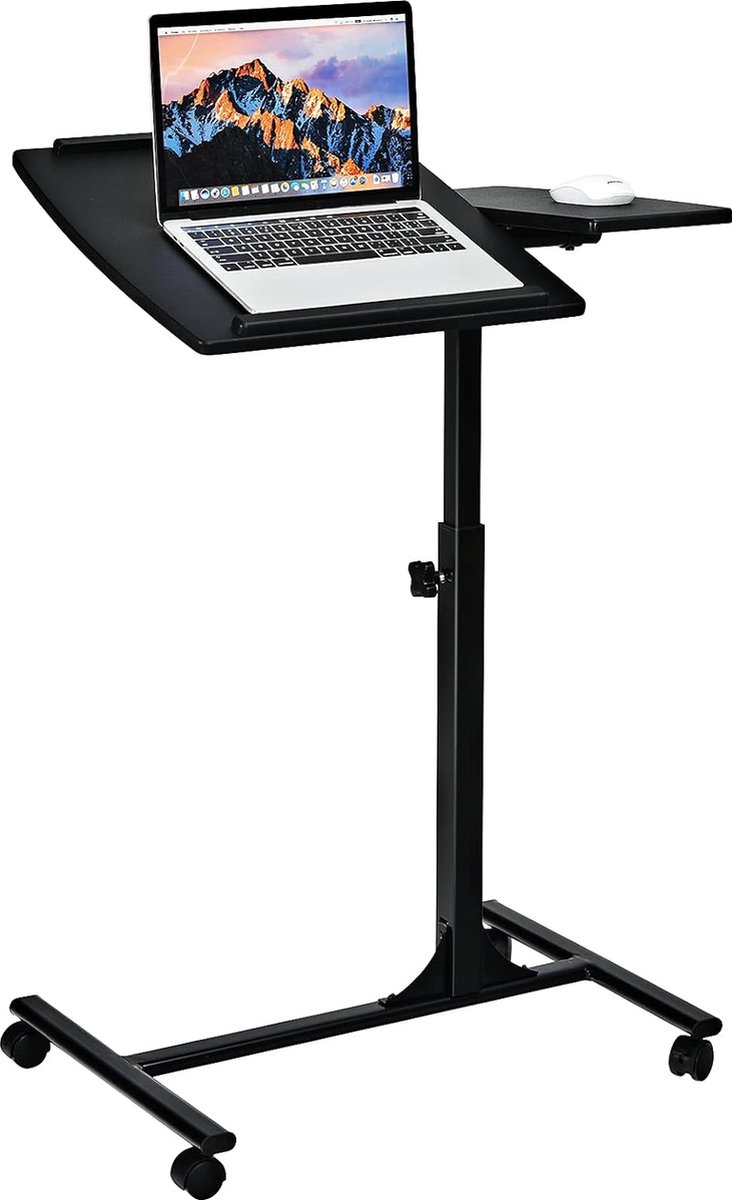 Laptoptafel verzorgingstafel roltafel bedtafel sofafel op wielen in hoogte verstelbaar en kantelbaar 93 x 64 x 45 cm (zwart)