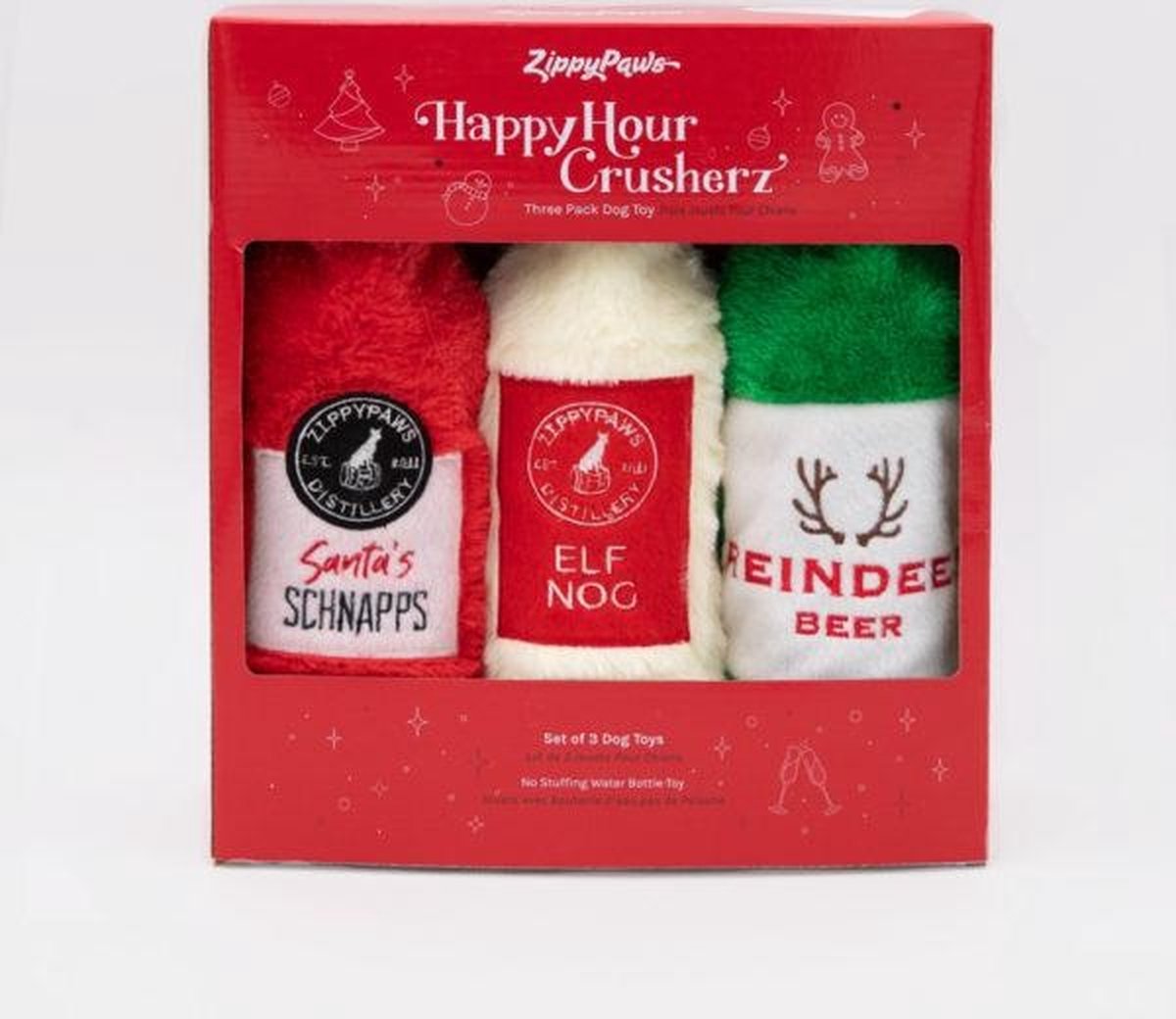 Hondenspeelgoed - Drank flessen - Kraken - Piepen - Kerst - Kerstmis