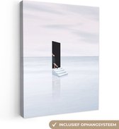 Toile - Abstrait - Homme - Porte - Escalier - Wit - Abstrait - Canvasdoek cm - Toile - Peinture
