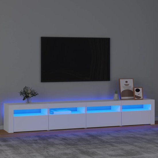 vidaXL Meuble TV mural avec lumière LED Chêne sonoma et blanc