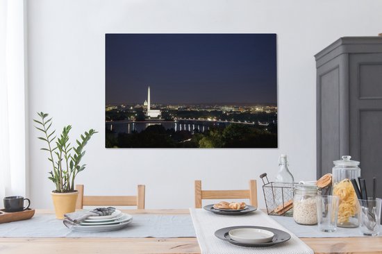 Peintures sur toile - Skyline Washington DC la nuit - 140x90 cm - Décoration murale