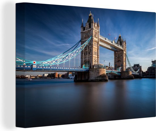 Canvas schilderij 140x90 cm - Wanddecoratie Tower Bridge - Theems - Londen - Muurdecoratie woonkamer - Slaapkamer decoratie - Kamer accessoires - Schilderijen