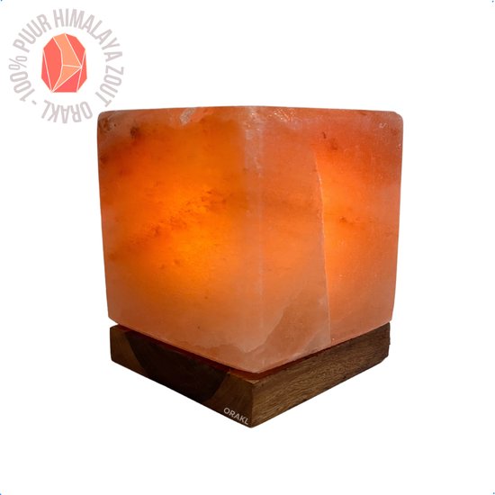 Orakl® - Luxe Dimbare Himalaya Zoutlamp Cube – 3-4 KG – Met Dimmer – 100% Himalayazout - Zoutlamp Himalayazout – Zoutlamp Nachtlampje – Zoutlampen - Zoutsteen