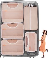 koffer organizer set lanna bagage packing cubes reiszakken voor in koffer backpack handbagage met schoenenzak laundry bag roze