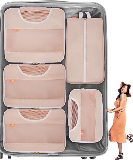 UP&GR8® Packing Cubes Backpack - Koffer Organizer Set - Bagage Organizers Kleding - Kerstcadeau Vrouw - Lanna Roze