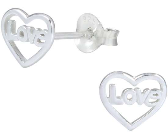 Joy|S - Zilveren hartje oorbellen - love - 7x6 mm