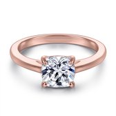 Elara - 18k Roségouden Cushion Solitair Moissanite Ring - 1.1 karaat