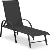 Chaise longue Uniprodo - noir - structure en aluminium - dossier réglable