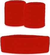 Zweetbandjes - Rood - Set - 3dlg.