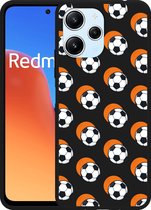 Cazy Hoesje Zwart geschikt voor Xiaomi Redmi 12 4G Soccer Ball Orange