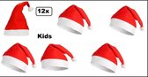 12x Kerstmuts KIDS rood/wit - Kerst kerstman thema feest winter festival evenement kerst muts