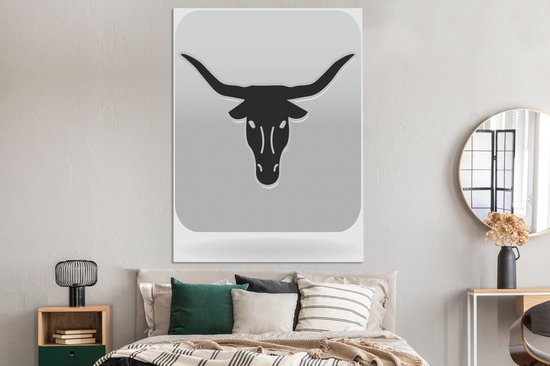 Une icône illustration de la toile Texas Longhorn 120x160 cm - Tirage photo sur toile (Décoration murale salon / chambre) / Animaux de la ferme Peintures sur toile XXL / Groot format!