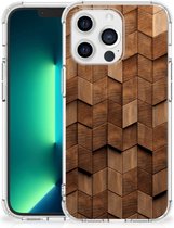 Stevig Telefoonhoesje geschikt voor iPhone 13 Pro Max Wooden Cubes