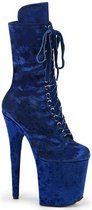 Pleaser - FLAMINGO-1045VEL Plateau Laarzen, Paaldans schoenen - US 7 - 37 Shoes - Blauw