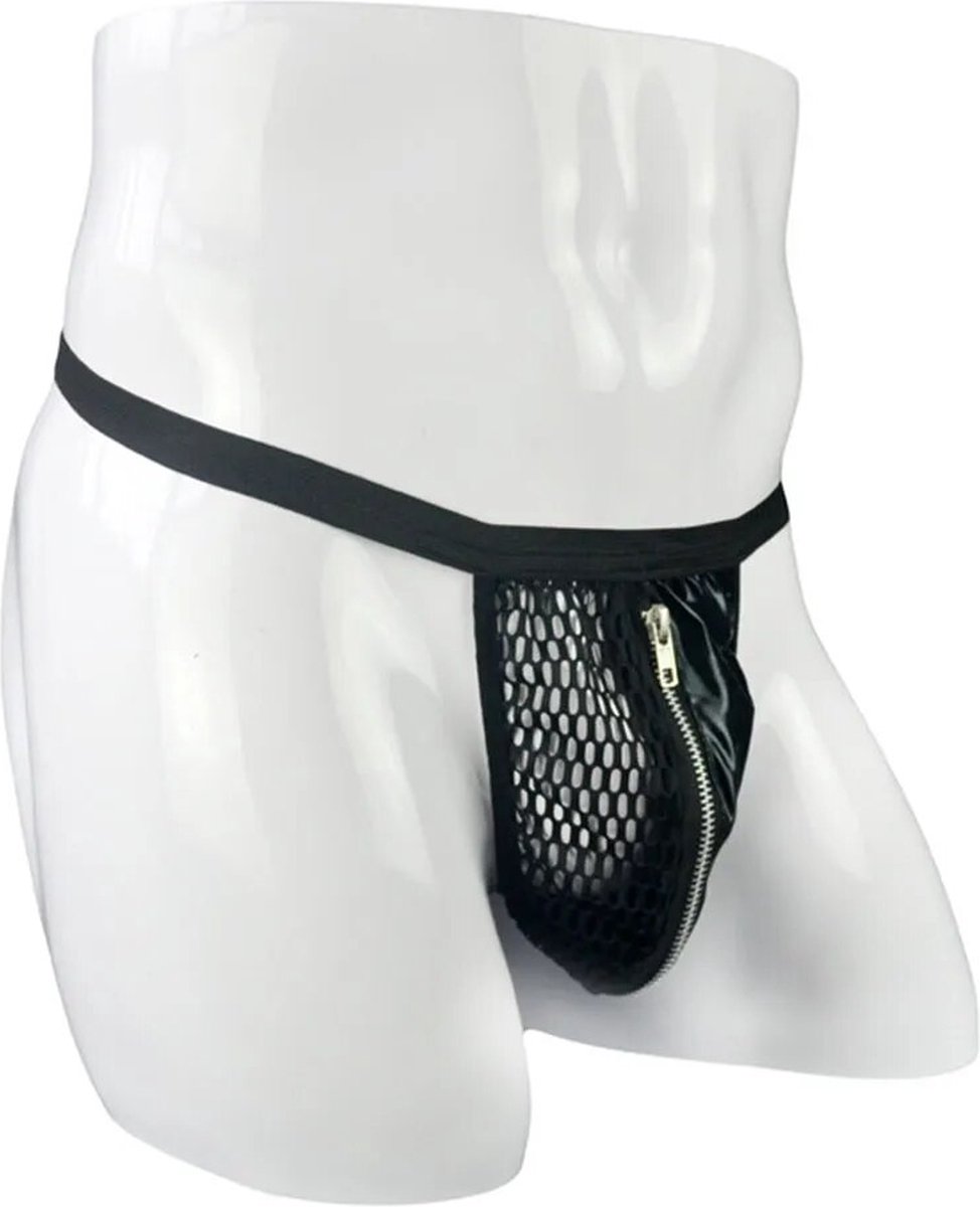String-Heren-Visnet-Erotisch-Rits-Elastisch-Zwart-Goedkoop-Opwindend-Sexy