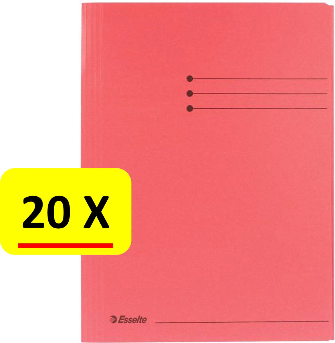 20 x Dossiermap - A4 - Esselte - Manilla - 3-kleps - rood