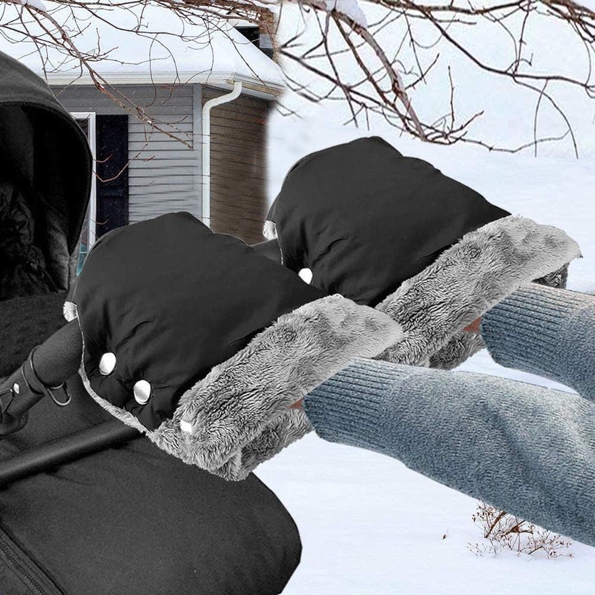 Gants De Poussette D'hiver Imperméables épais Chauds Gants Doux