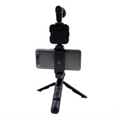 Smartphone - Statief - Zwart - Fotografie - Met microfoon - Vloggen - Live uitzending - Draagbaar - Mobiele telefoon