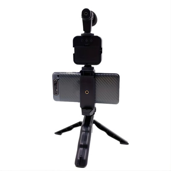 Trépied photo,Mini trépied avec Microphone et lumière LED, support de  téléphone Portable, trépied pour caméra