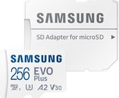 Carte Micro SD Samsung Evo + 256 GB - avec adaptateur