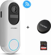Oneiro's Smart Deurbel PRO met Camera & WIFI Wit + SD kaart 64 GB- draadloos op accu - slimme deurbel - luxe - inclusief draadloze gong - t-ring t-ring geluid - Deurbel set - IP65 Waterdicht