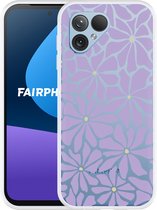 Cazy Hoesje geschikt voor Fairphone 5 Abstracte Paarse Bloemen